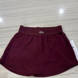 Alo Maroon Match Point Tennis Skirt